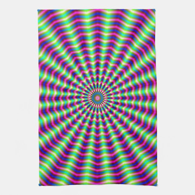 Hypnotic Rings and Beams Tea Towel (Vertical)