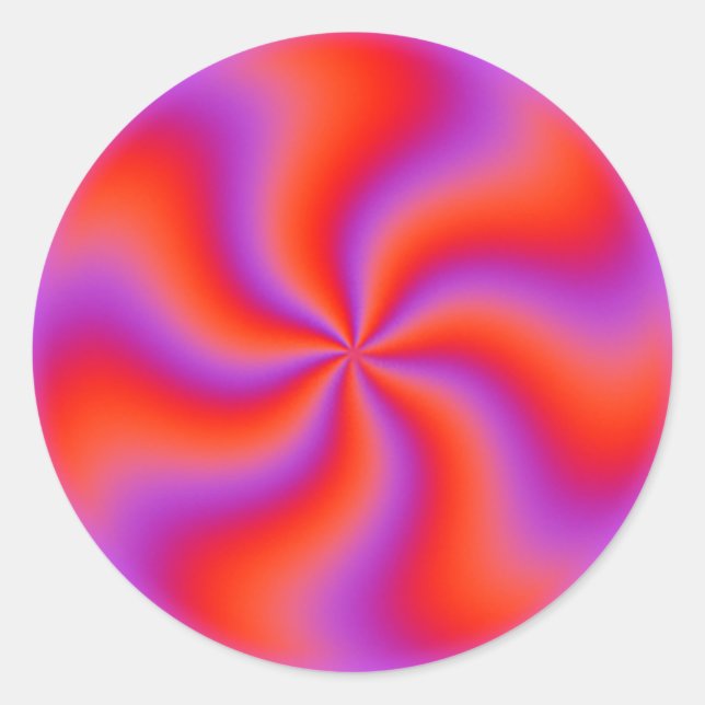 Hypnotic Spiral Optical Illusion Funny Neon Classic Round Sticker (Front)