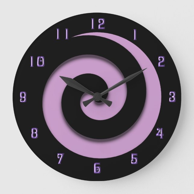 Hypnotic Spiral Purple w Purple Numbers Wall Clock (Front)