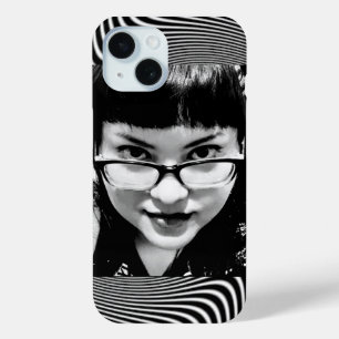hypnotic stare in black and white iPhone 15 case