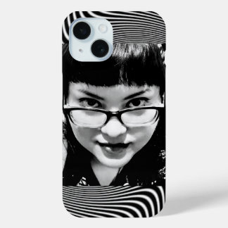 hypnotic stare in black and white iPhone 15 case