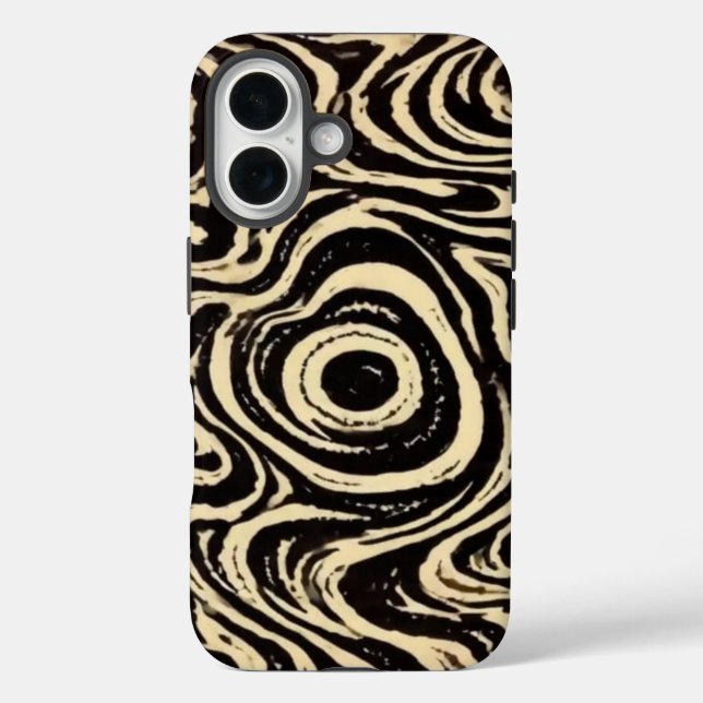 Hypnotic Swirl Black & Cream Abstract Phone Case (Back)