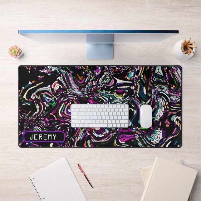 Hypnotic Swirl Energy in Purple Desk Mat (Office 1)