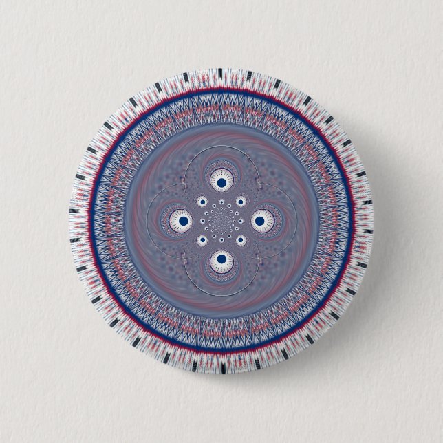 Hypnotic Symmetry: Abstract Geometric Art 6 Cm Round Badge (Front)