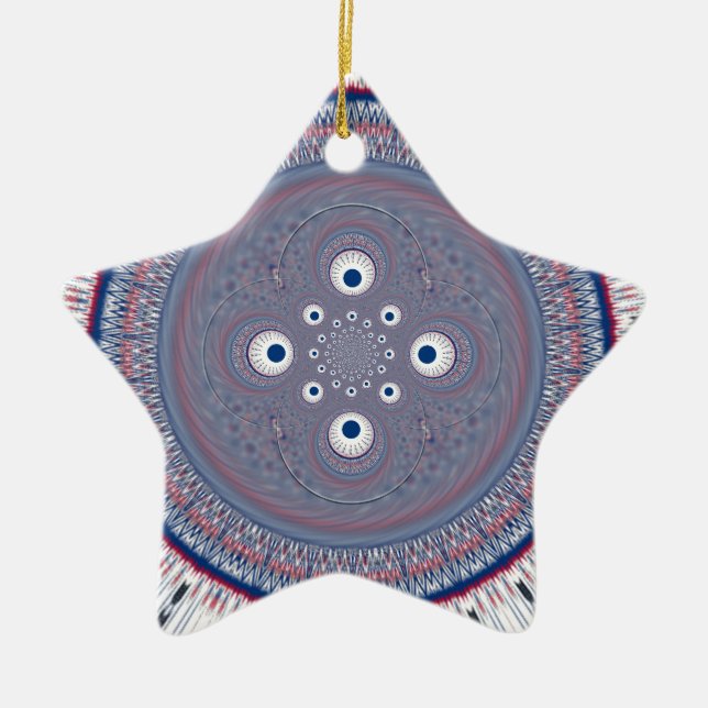 Hypnotic Symmetry: Abstract Geometric Art Ceramic Ornament (Front)