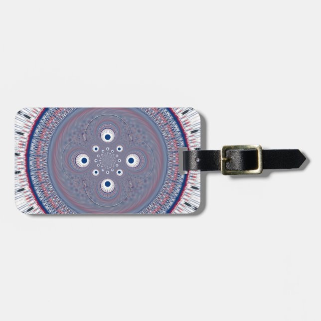 Hypnotic Symmetry: Abstract Geometric Art Luggage Tag (Front Horizontal)