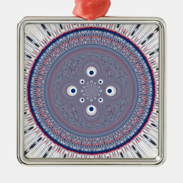 Hypnotic Symmetry: Abstract Geometric Art Metal Ornament (Front)