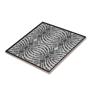Hypnotic Translucent Black Grey Triangle Shapes Ceramic Tile
