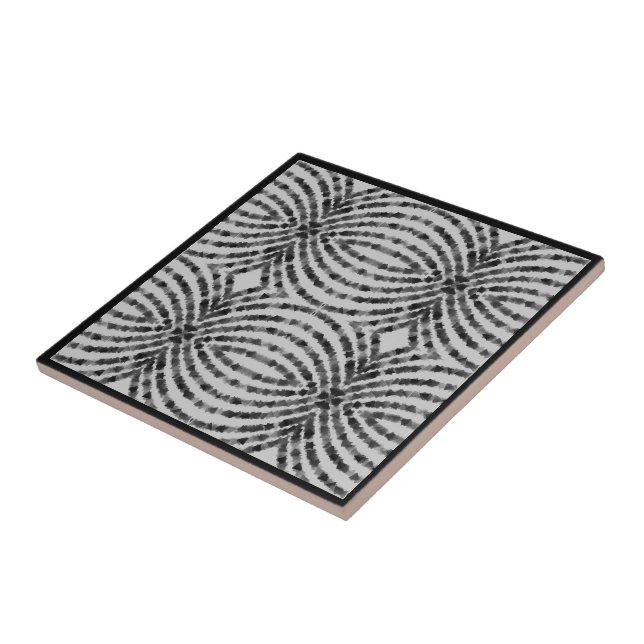 Hypnotic Translucent Black Grey Triangle Shapes Ceramic Tile (Side)