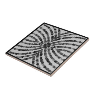 Hypnotic Translucent Black Grey Triangle Shapes Ceramic Tile