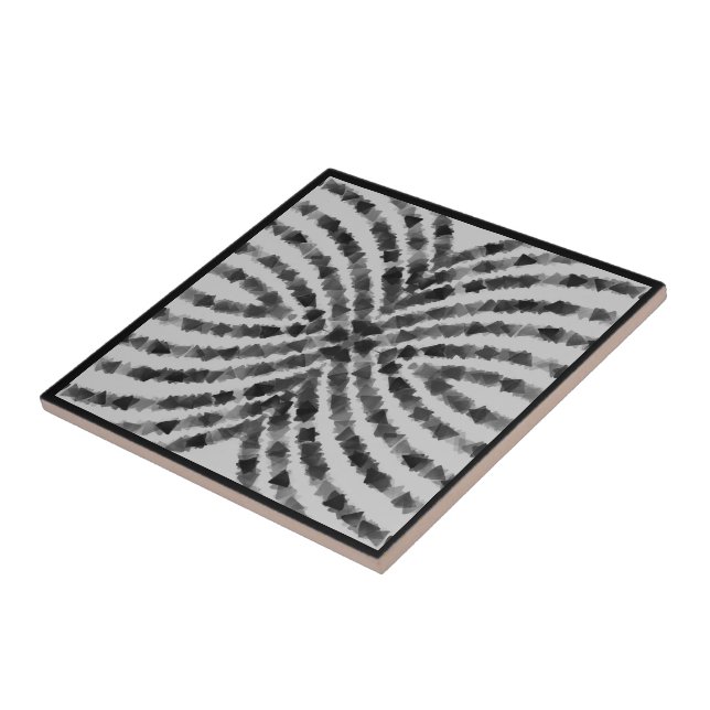 Hypnotic Translucent Black Grey Triangle Shapes Ceramic Tile (Side)