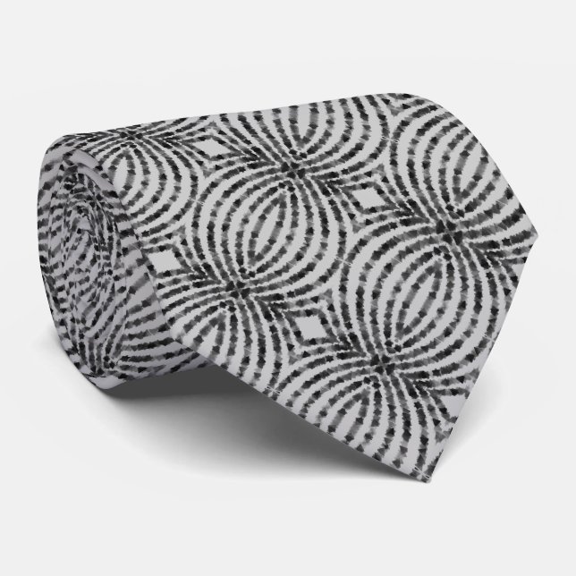 Hypnotic Translucent Black Grey Triangle Shapes Tie (Rolled)