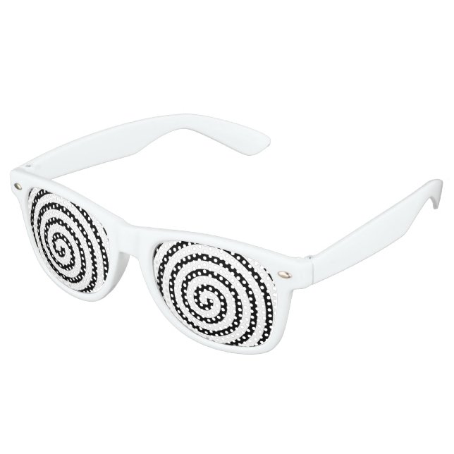 Hypnotised Black & White Retro Sunglasses (Angled)