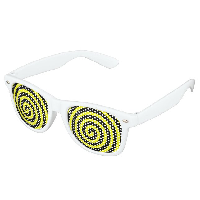 Hypnotised Yellow Retro Sunglasses (Angled)