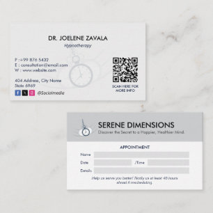 Hypnotist Clinic Business   Minimalist Appointment Business Card