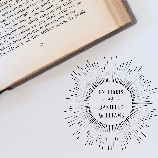 Hypnotizing Sun Rays Ex Libris Custom Name Library Rubber Stamp (Creator Uploaded)