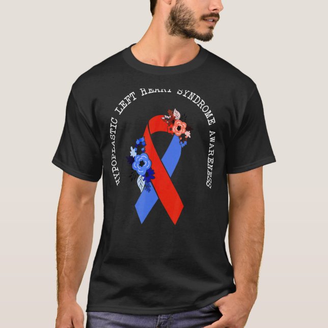Hypoplastic Left Heart Syndrome Awareness Red Blue T-Shirt (Front)