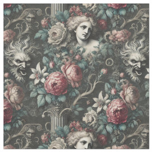 Hysteria Hides in the Blooms – Gothic Classic Tile Fabric