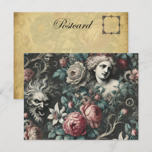 Hysteria Hides in the Blooms – Gothic Victorian Holiday Postcard