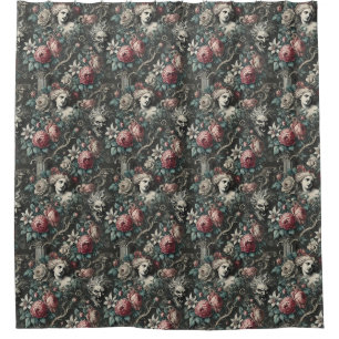 Hysteria Hides in the Blooms – Gothic Victorian Shower Curtain