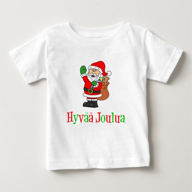 Hyvaa Joulua Finnish Christmas Santa Baby T-Shirt (Front)