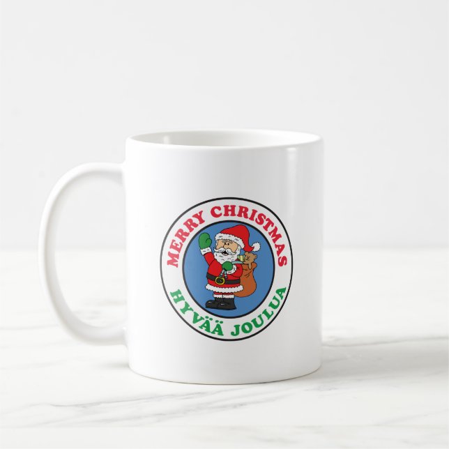 Hyvaa Joulua Finnish Christmas Santa Coffee Mug (Left)
