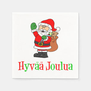 Hyvaa Joulua Finnish Christmas Santa Napkins