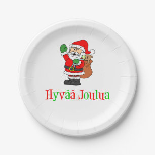Hyvaa Joulua Finnish Christmas Santa Paper Plate