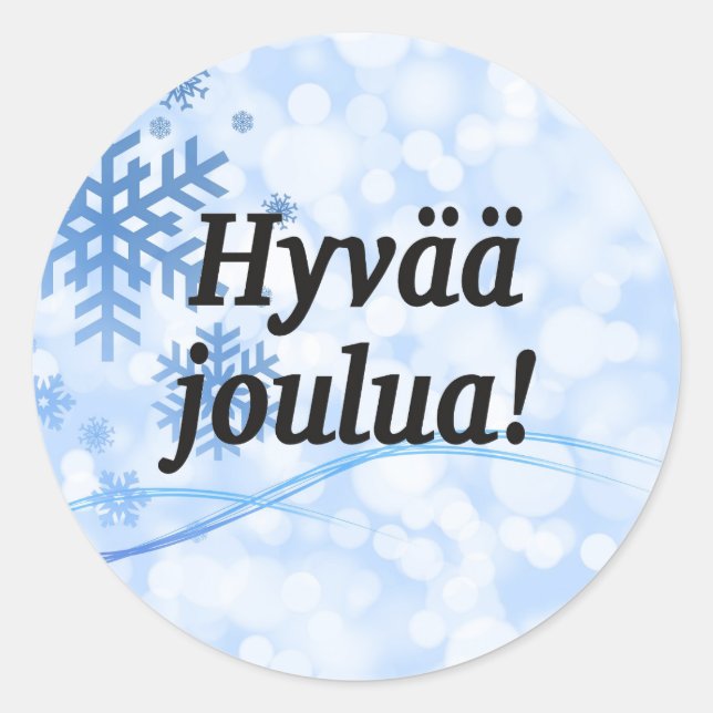 Hyvää joulua! Merry Christmas in Finnish bf Classic Round Sticker (Front)