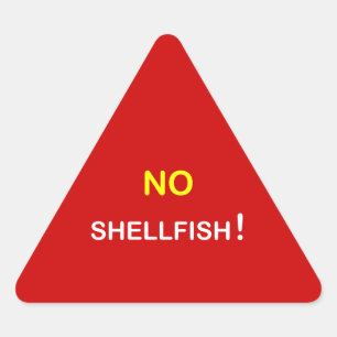 i3 - Food Alert ~ NO SHELLFISH. Triangle Sticker