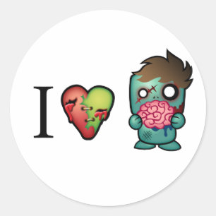 I <3 Brains- Zombies Are Everywhere! Classic Round Sticker