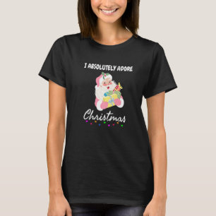 I Absolutely Adore Christmas Pink Santa Claus Pink T-Shirt
