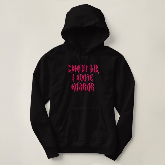 I Adore Horror (Pink Text) Hoodie (Design Front)