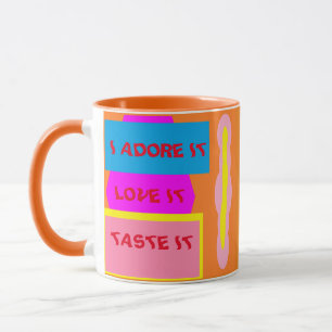 I Adore it Love it Taste it Coffee logo pink blue Mug