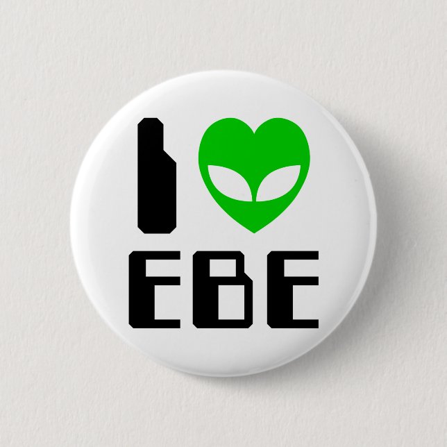 I Alien Heart EBE 6 Cm Round Badge (Front)