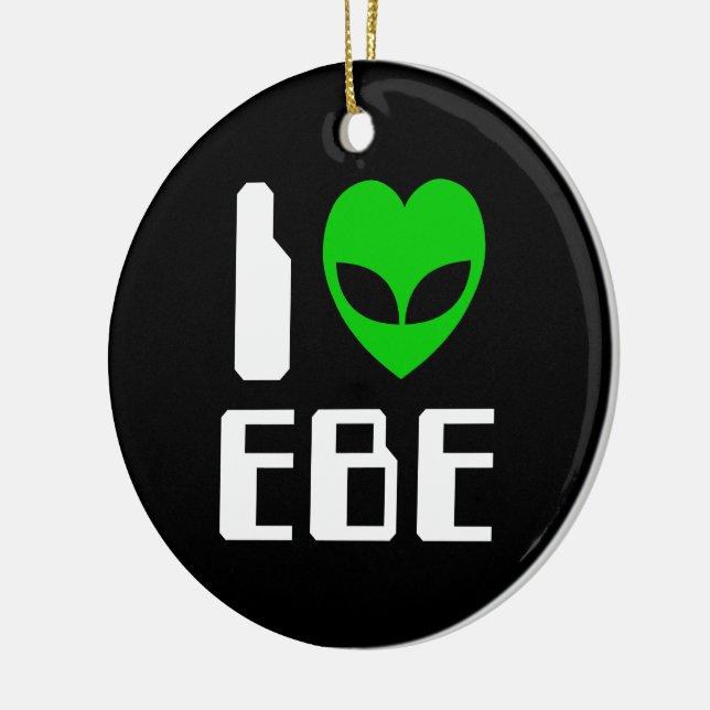 I Alien Heart EBE Ceramic Tree Decoration (Left)