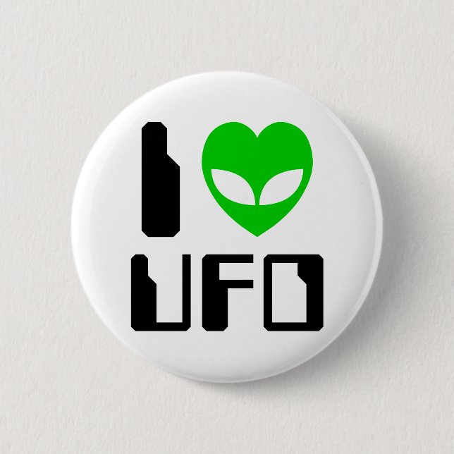 I Alien Heart UFO 6 Cm Round Badge (Front)
