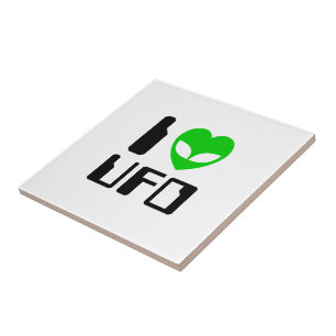I Alien Heart UFO Ceramic Tile