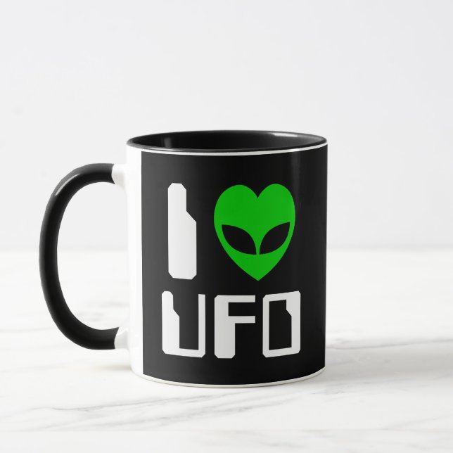 I Alien Heart UFO Coffee Mug (Left)