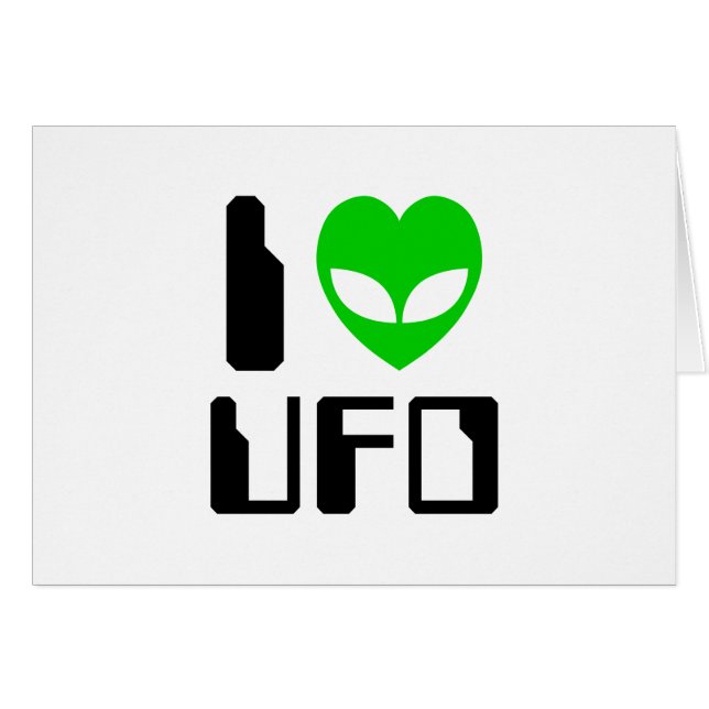 I Alien Heart UFO Greeting Card (Front Horizontal)