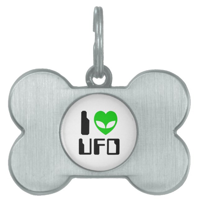 I Alien Heart UFO Pet ID Tag (Front)