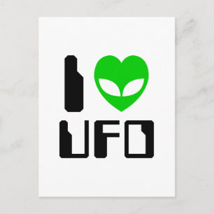 I Alien Heart UFO Postcard