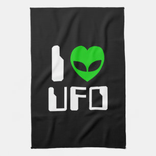 I Alien Heart UFO Tea Towel