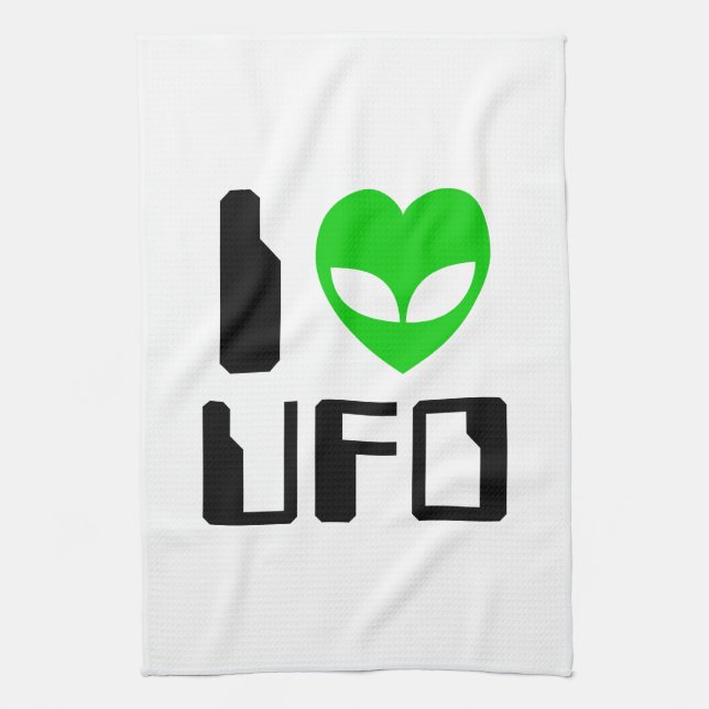 I Alien Heart UFO Tea Towel (Vertical)
