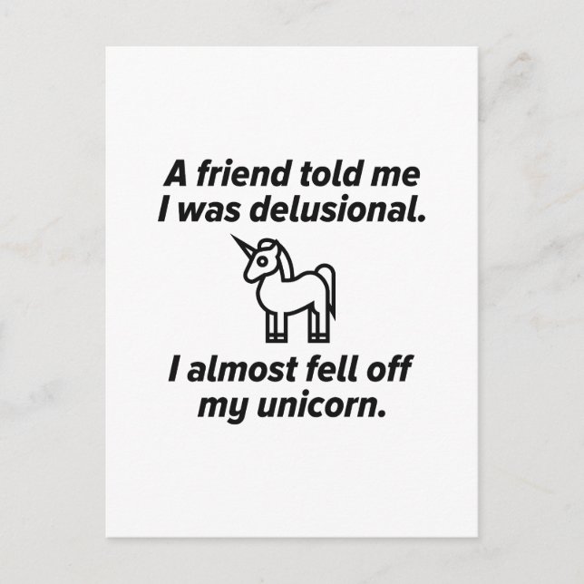 I Almost Fell Off My Unicorn Postcard (Front)