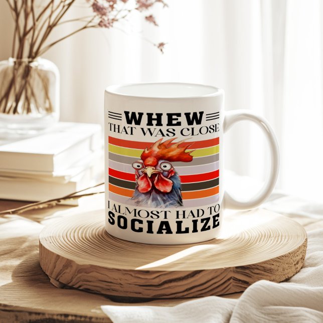 I Almost Had to Socialise Funny Sarcastic Coffee Mug (I Almost Had to Socialize Funny Sarcastic Coffee Mug on a sunny neutral boho kitchen table.)