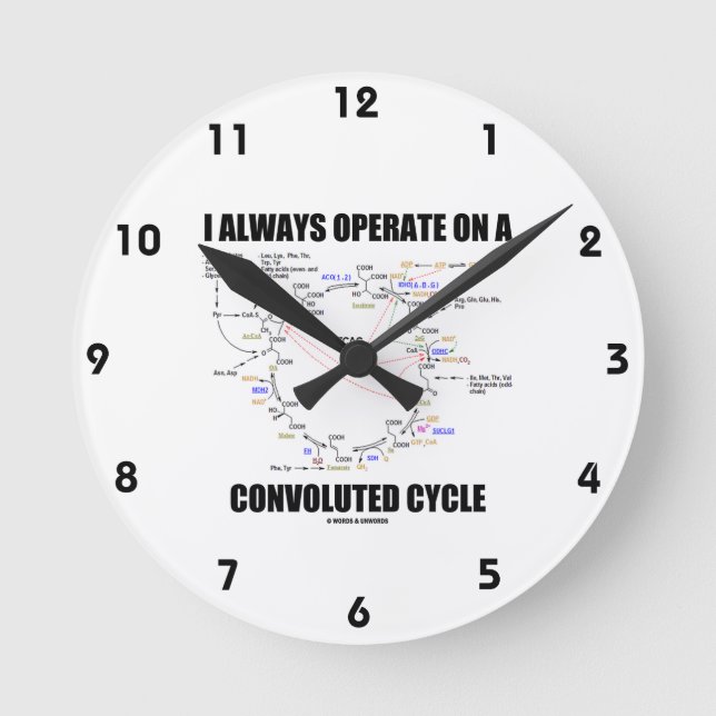 I Always Operate On A Convoluted Cycle (Krebs) Round Clock (Front)