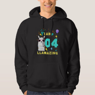 I Am 04 Years Old Llamazing Llama 4th Birthday Kid Hoodie