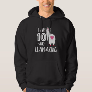 I Am 10 And Llamazing 10th Birthday Llama Hoodie