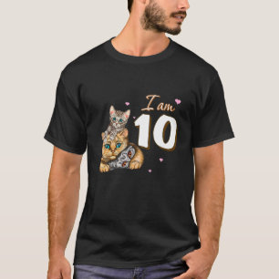 I Am 10 Cats Gift For 10Th Birthday Fan Gift T-Shirt